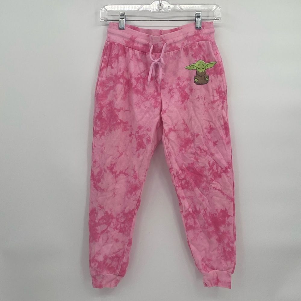 Star Wars Pink Tie Dye Baby Yoda Character Jogger Sweat Pants Elastic Waist XL